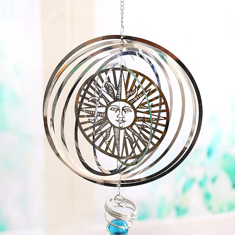 Tarot Sun And Moon Wind Spinner Hanging Spiral Reflective Garden Spinner