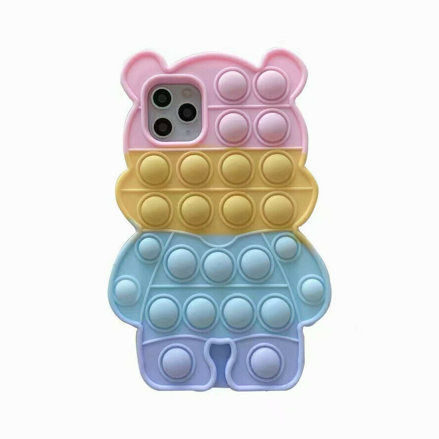 Mutil-color Adorable Bear Pop It Fidget Toy Phone Case
