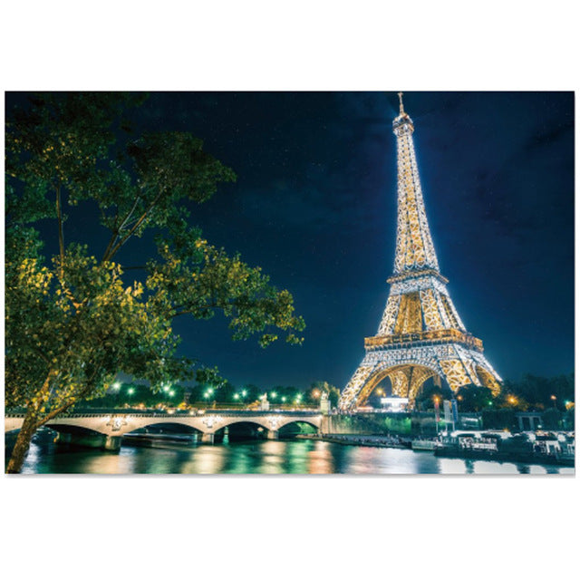 Paris Night Scenic Eiffel Tower 1000 Pieces Jigsaw Puzzles