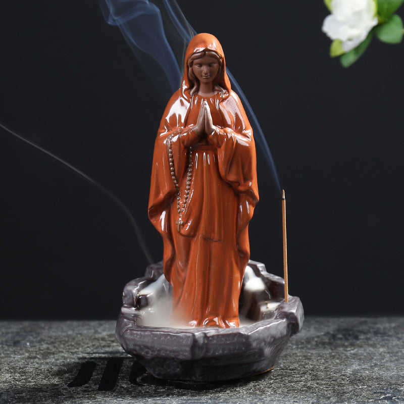 Religious Style Virgin Mary with River Backflow Incense BurnerReligious Style Virgin Mary with River Backflow Incense Burner