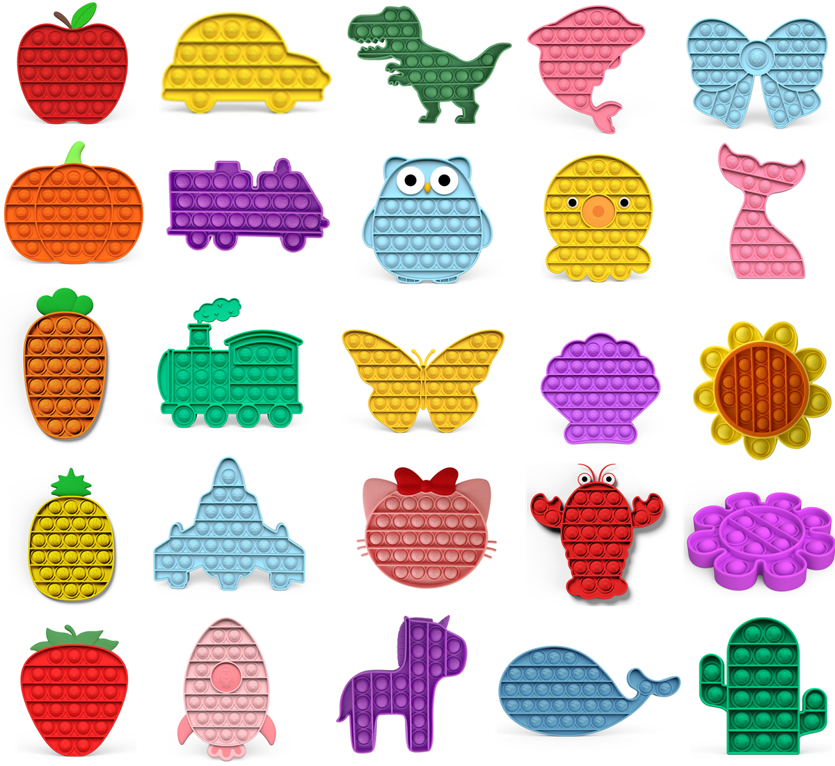 5 pièces par paquet à partir de 30 types de jouets Fidget Mini jouet sensoriel à bulles colorées