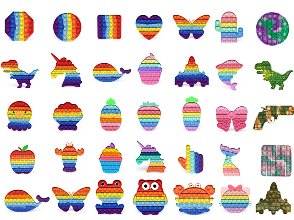 35 Types Fidget Toy Multi-Color Mini Bubble Sensory Toy 5pcs per Set