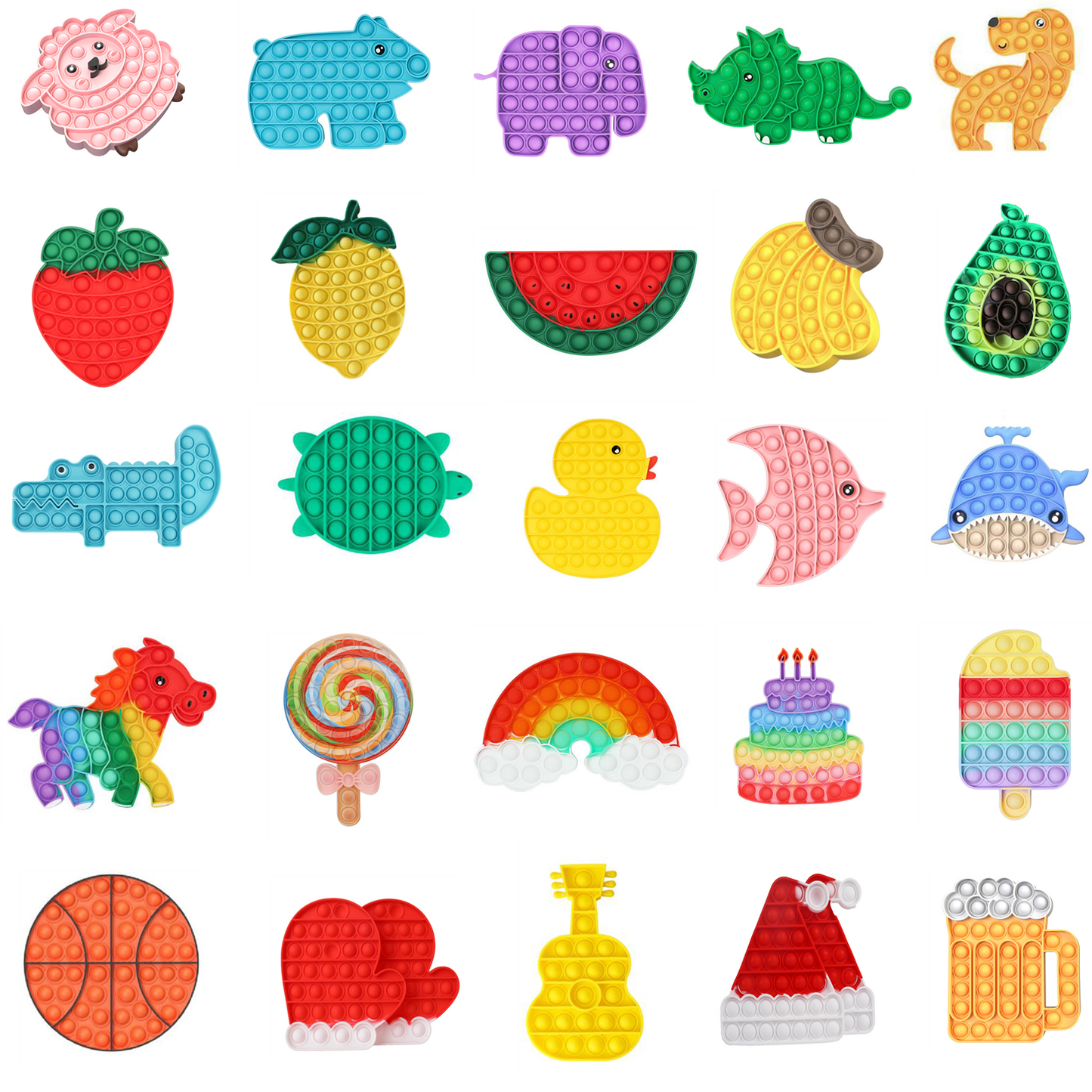 Mignon Coloré Pop Bubble Fidget Toy Squeeze Sensory Toy 5 packs par set