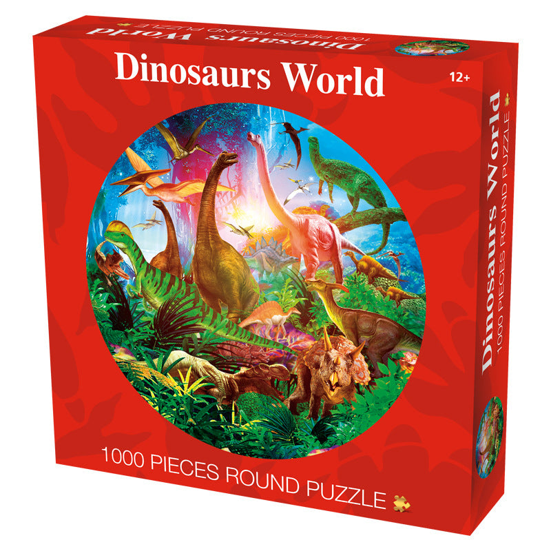Vivid Color Jurassic World Dinosaurs 1000 Piece Circle Round Jigsaw Puzzles