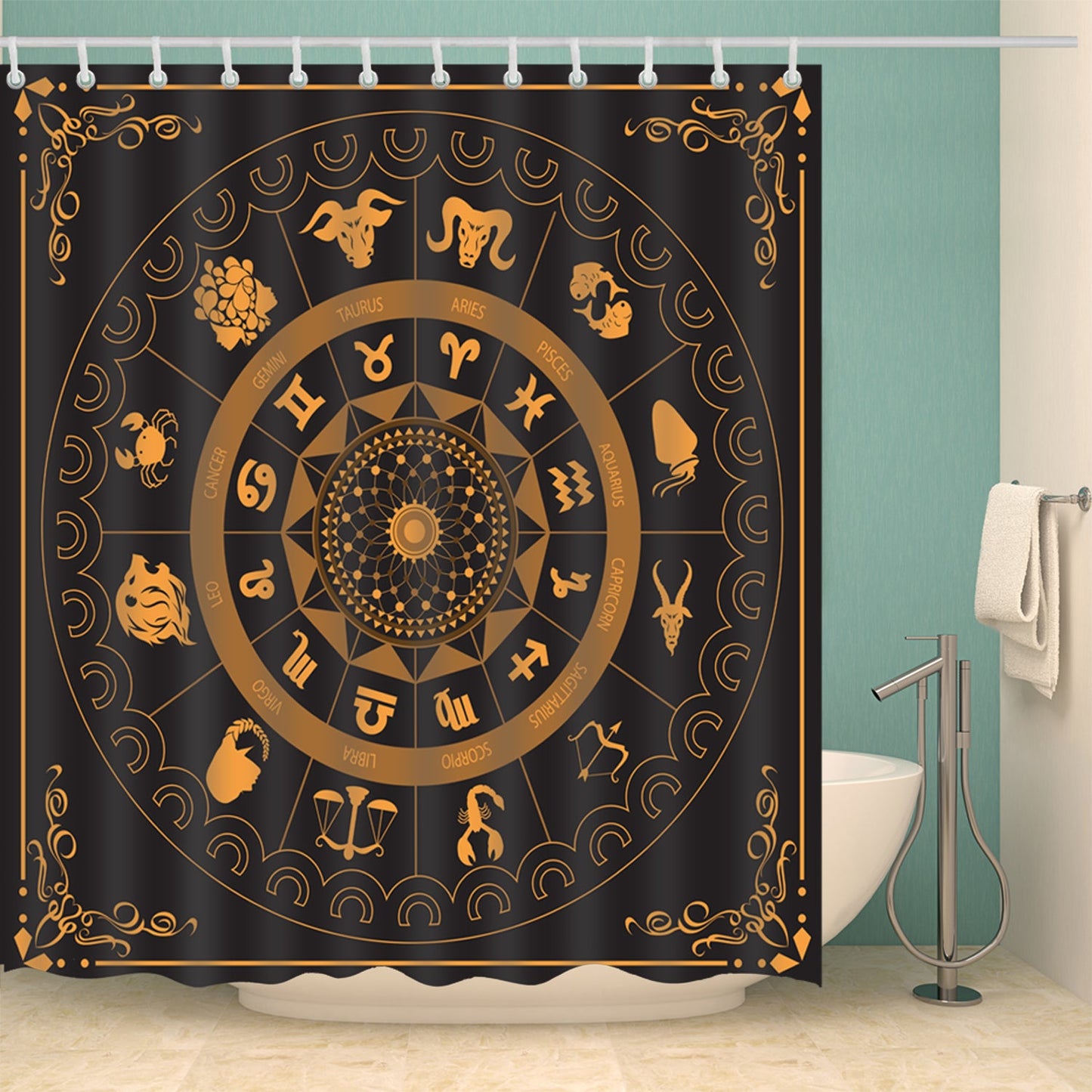 Zodiac Astrological Signs Symbols Shower Curtain
