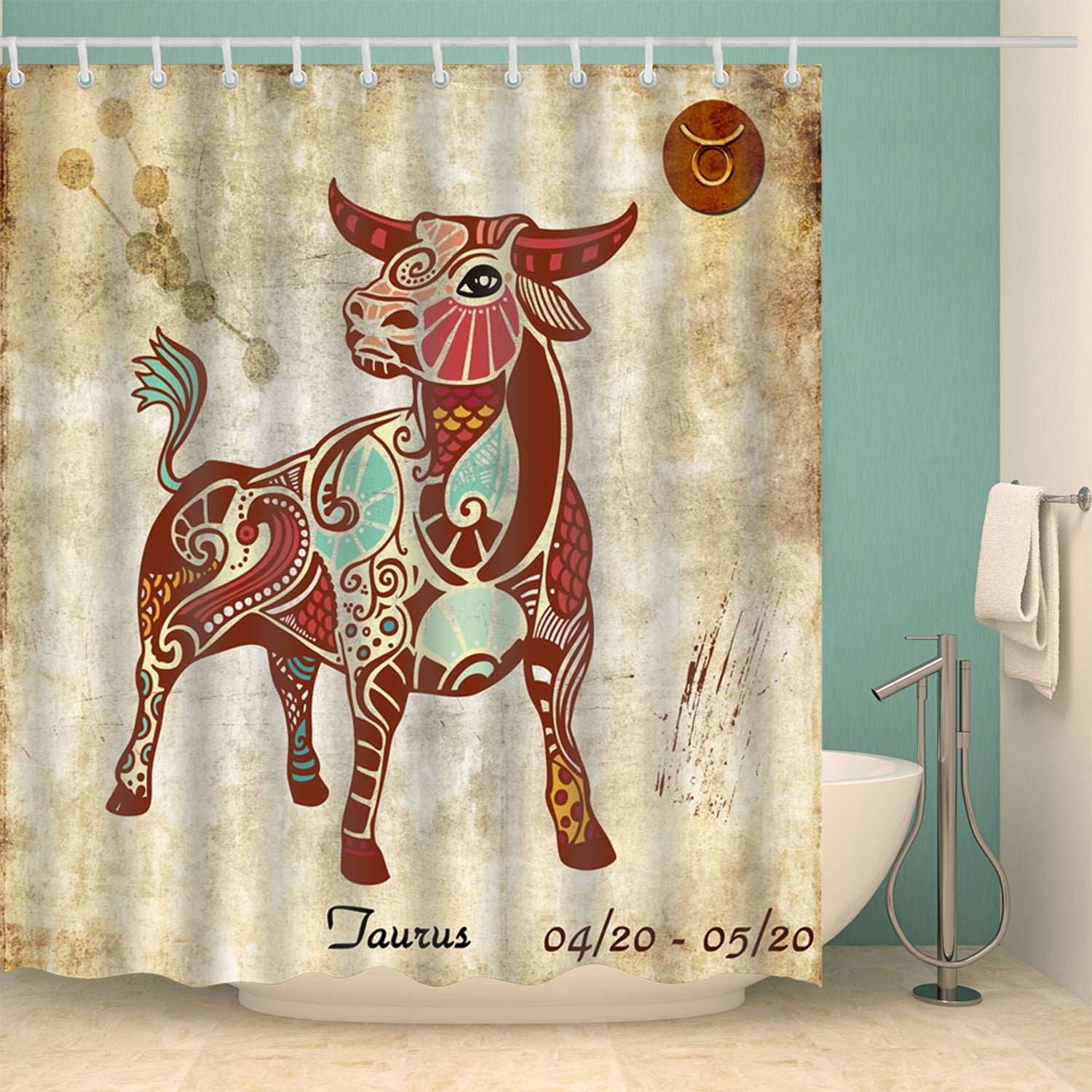 Zodiac Goth Girl Art Print Taurus Shower Curtain
