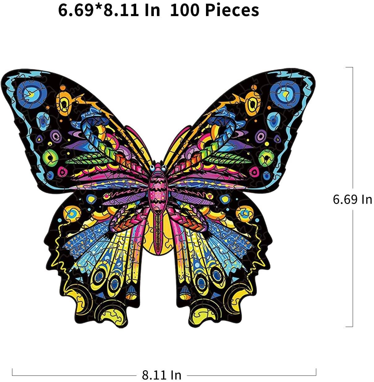 Colorful Butterfly Jigsaw Puzzles Magic Unique Animal Shaped Wooden Puzzles