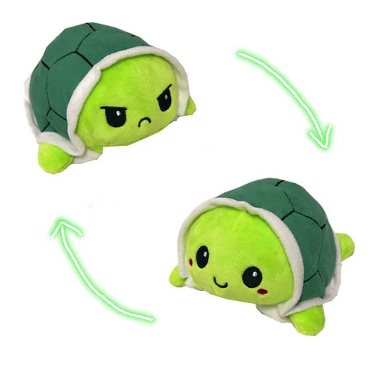Mini tortue peluche Animal émotion changement d'humeur Happy Angry Mad réversible peluches