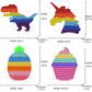 Big Size Push Poping Bubble Toy Rainbow Color Dinosaur Unicorn Cupcake Pineapple Sensory Toy for Holiday