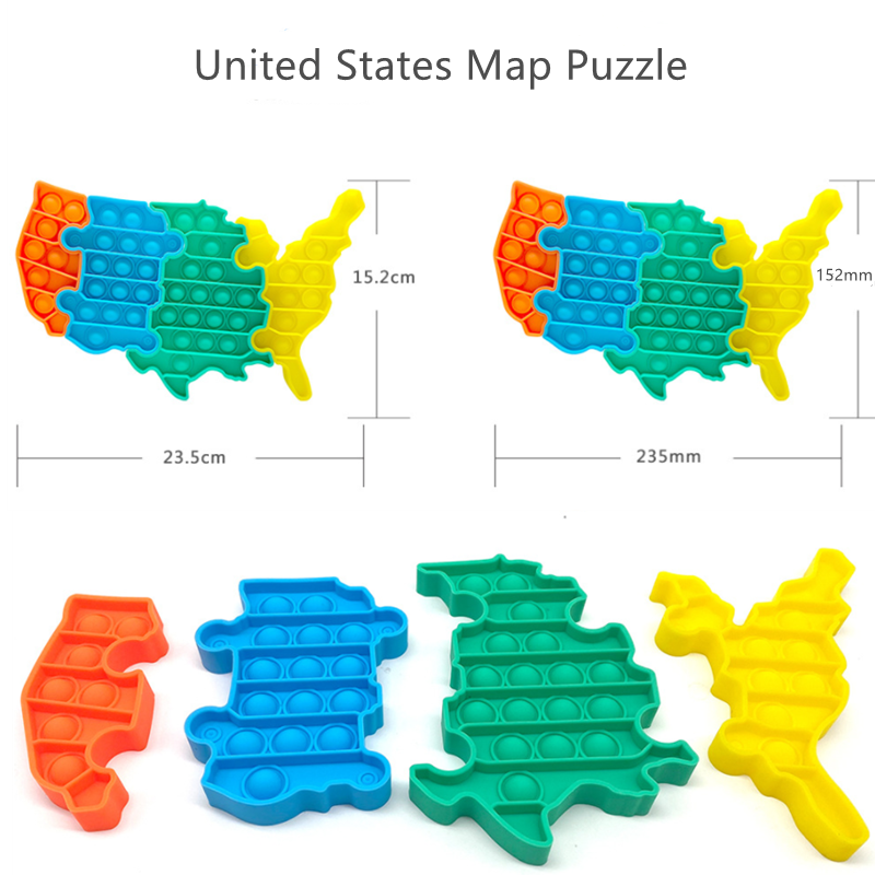 World Map and US Map Puzzle Mini Bubble Sensory Fidget Toy